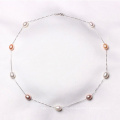 Mixed Color 7-8mm AAA 925 Silver Teardrop Pearl Necklace